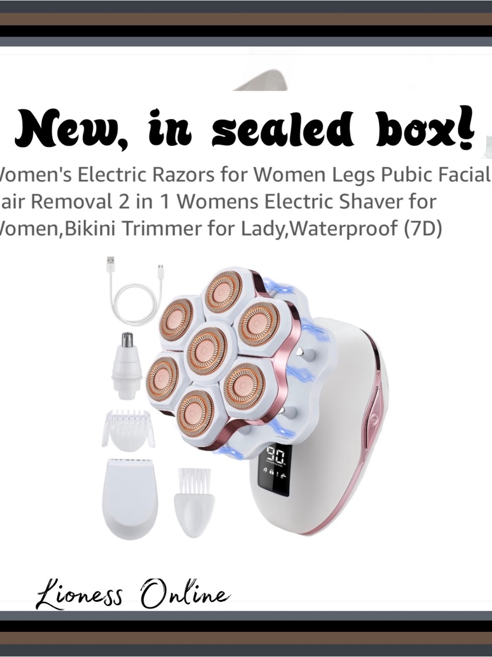 Women's Wet/Dry 7-Head Electric Shaver & Bikini Trimmer - White & Pink NIB*FGWP!